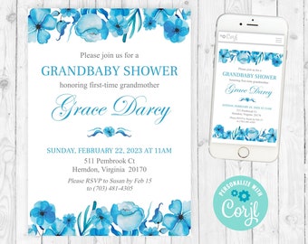 Grandmother baby shower invite grandbaby shower invitation grandma baby shower granmom shower invite printable invitation grandma to be 249