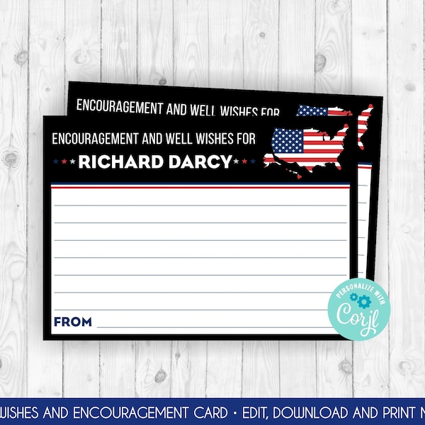 Military Encouragement and Well Wishes Card Patriotic Card Boot Camp Send Off Printable Deployment Letters Soldier Going Away Party  328