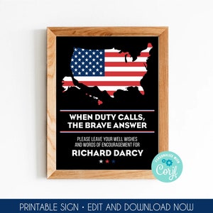 Military Encouragement Going Away Party Sign Printable Deployment Party Sign Army Decor Well Wishes Sign Military Appreciation Messages 328