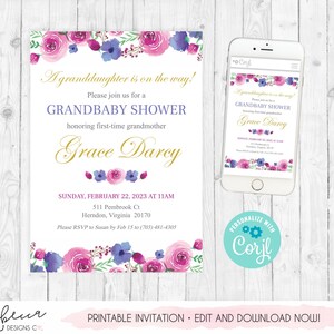 Grandmother Baby Shower Invite Grandbaby Shower Invitation Grandma Baby Shower Granmom Shower Invite Printable Invitation Grandma To Be 313 image 2