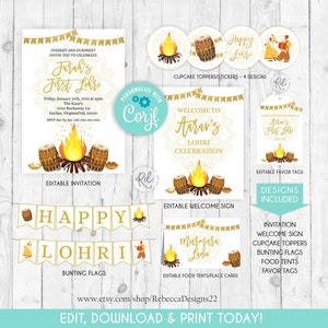 Lohri invitation Digital Lohri set Lohri Welcome Sign Indian Lohri bundle First Lohri Boy First Lohri digital designs printables tags 300