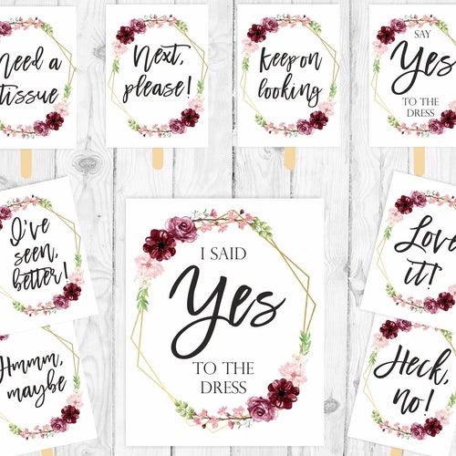 Wedding Dress Shopping Voting Signs Download I Said Yes to Etsy