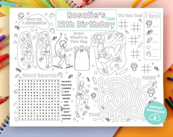 Rock Climbing Activity and Coloring Page Editable Ropes Course Birthday Game Printable Obstacle Course Favors Indoor Climbing Party 303