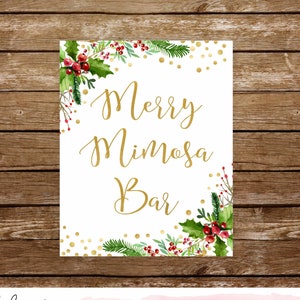Merry Mimosa bar sign Christmas mimosa sign printable Momosa bar sign holiday mimosa bar bridal shower bar Christmas drinks Holidays 135