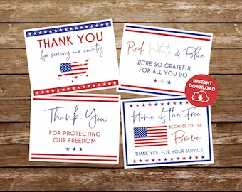 Patriotic Thank You Cards Small Acts of Kindness Printable Cards Military Service Veterans Day Tags Happy Veterans Day Military Gift Tag 328