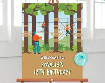 Obstacle Course Welcome Sign Birthday Ropes Course Party Decor Girl Zipline Invite Siblings Climbing Party Outdoor Adventure Birthday 303