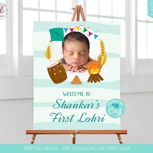 First Lohri Party Sign Lohri Sign Lohri Welcome Sign Printable Boy Lohri Decoration Baby Lohri Banner Indian Lohri Party Invitation 300