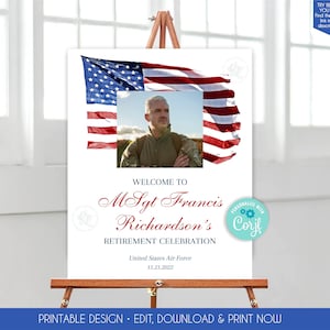 Army Retirement Sign American Flag Sign Soldier Retirement Party Decor Printable US Flag Welcome Sign Air Force Sign Army Sign Template 328