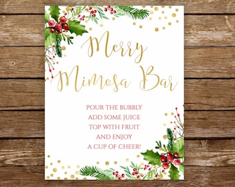 Christmas Mimosa bar sign Merry Mimosa Bar sign printable Holiday bar sign holiday mimosa bar bridal shower bar Christmas drinks 135