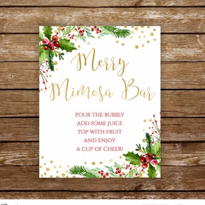 Christmas Mimosa bar sign Merry Mimosa Bar sign printable Holiday bar sign holiday mimosa bar bridal shower bar Christmas drinks 135