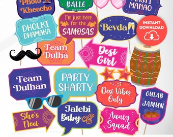Dholki Props Party Printable Mehndi Props Desi Wedding Photo Booth Props Dholki Party Decoration Indian Wedding Sangeet DIY Download 300