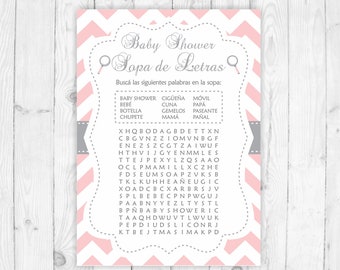 Baby shower wordsearch game in spanish baby shower in spanish español juegos baby shower printable espanol sopa de letras juego 105