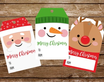 Christmas Tags Printable Christmas Gift Tags Christmas Favor Tags Santa Claus Tags Snowman Tags Reindeer Tags Printable Holiday Tags 135