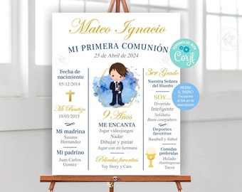 Cartel Primera Comunion Editable Bienvenida Primera Comunion De Niño Invitacion Comunion Nino Decoracion Sign Boy Communion In Spanish 349