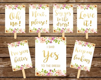 Say yes to the dress signs printable set I said yes to the dress sign Wedding dress shopping bridal shower game bridal dress shopping 237