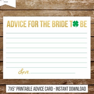 Advice for the Bride to Be Printable Advice Card Lucky in Love | Etsy
