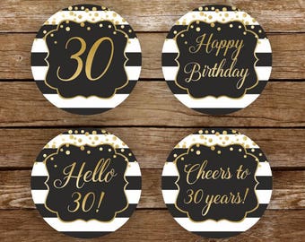 30th birthday cupcake toppers printable 30 birthday toppers gold and black printable black and white party cupcake toppers 30 birthday 231