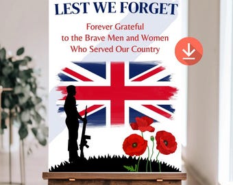 Herdenkingsdagbord afdrukbare Britse veteranenposter Hero Remembrance Day Decor voor school, opdat we niet vergeten waardering Verenigd Koninkrijk Engeland