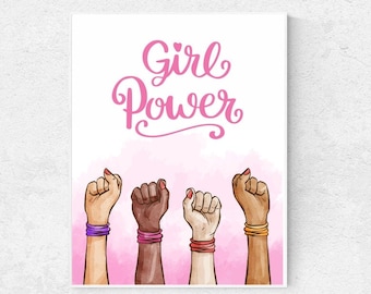 Feministisches Poster Mädchen-Power-Druck Frauen-Illustration Mädchen-Power-Poster druckbare Wandkunst Mädchen-Power Zeichen You go girl, die Zukunft ist weiblich