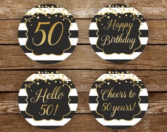 50th birthday cupcake toppers printable 50 birthday toppers gold and black printable black and white party cupcake toppers 50 birthday 231