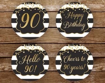 90th birthday cupcake toppers printable 90 birthday toppers gold and black printable black and white party cupcake toppers 90 birthday 231