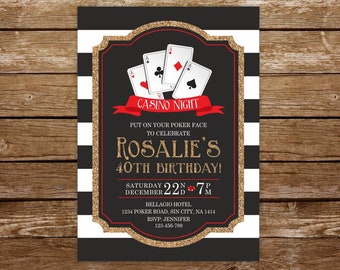 Casino party invitation casino birthday invitation poker party las vegas invitation printable poker night invitation casino invitation 200