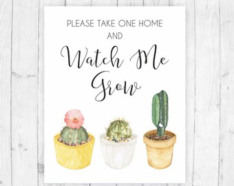 Watch me grow sign printable succulent favors baby shower sign succulents sign cactus favors sign baby shower favors table plant favors 318