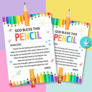 鉛筆の祈りタグ 新学期の祈りのバックパック 祝福のバックパックの祈り 入学初日のギフトタグ キリスト教学校 日曜学校 DIY