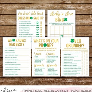 Lucky in love bridal shower games printable games st patricks party games st patricks bachelorette party activities st patricks games 235 image 1