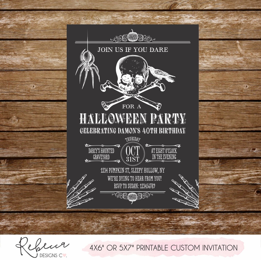 Halloween Birthday Invitation Printable Birthday Halloween - Etsy