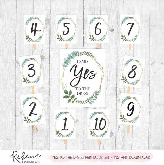 Yes to the dress signs printable set say yes to the dress paddles wedding dress shopping bridal shower game bridal dress I said yes 323 Il_570xn