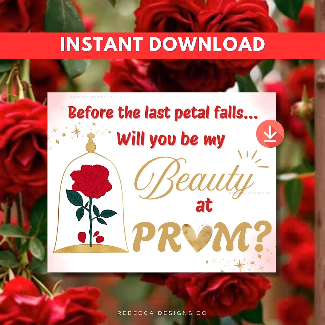 Promposal With Roses Roses Prom Sign Proposal Flowers Promposal Poster Princess Movie Prom ...
