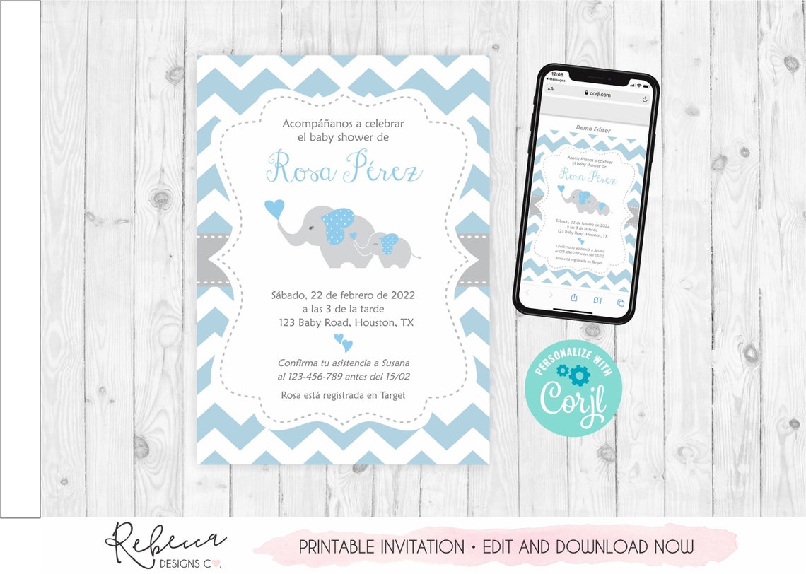 Invitacion Baby Shower Espanol Boy Baby Shower in Spanish Etsy