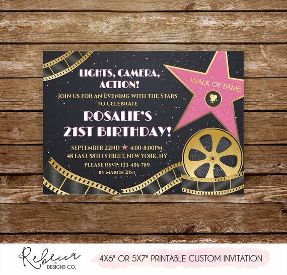 Hollywood party invitation Red carpet invitation movie awards invitation awards show party invitation movie star invitation printable 317 Il_570xn