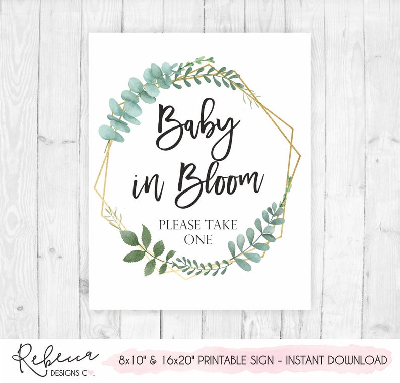 Baby in bloom sign printable succulent favors baby shower sign Etsy