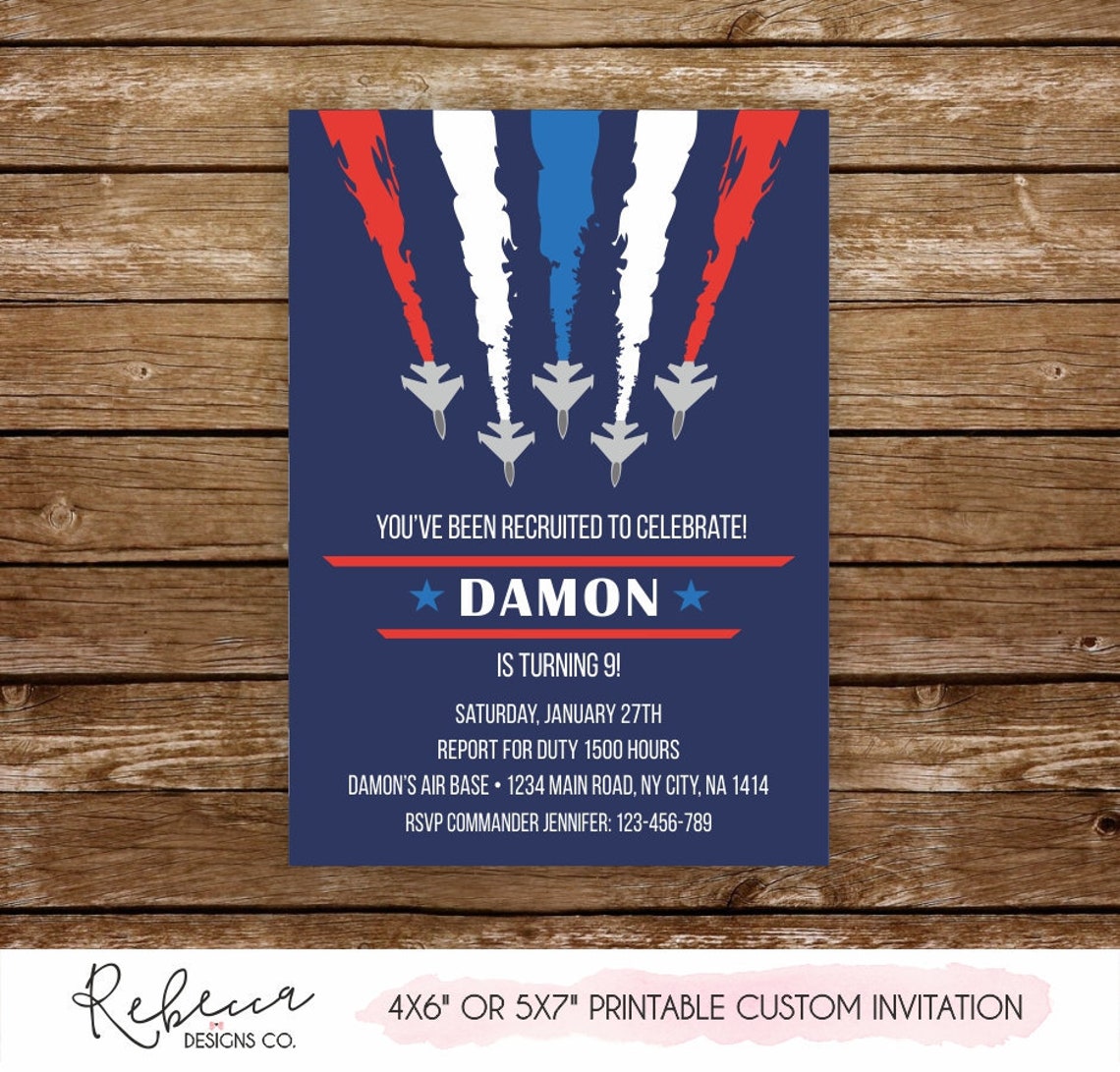 Air force birthday invitation military birthday invitation Etsy