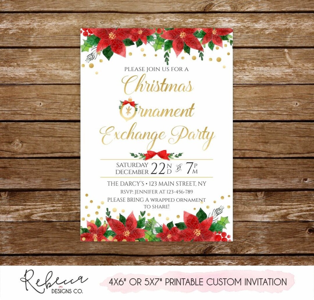 Ornament Exchange Invitation Printable Christmas Couples Etsy