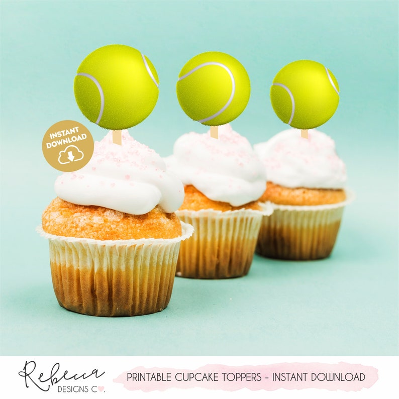 Tennis Cupcake Toppers Tennis Party Printable Sports Cupcake - Etsy