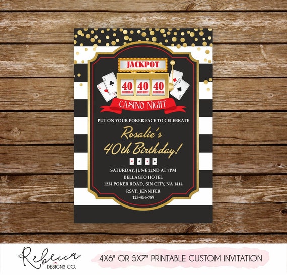 Casino party invitation casino birthday invitation ...