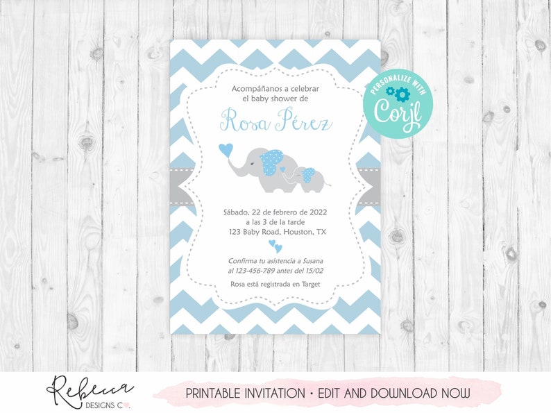 Invitacion Baby Shower Espanol Boy Baby Shower in Spanish Etsy