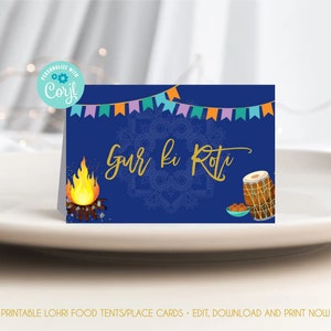 Lohri food tents printable lohri place cards Lohri favor tags editable punjabi celebration Lohri decor First Lohri favor tag lohri party 300 image 2