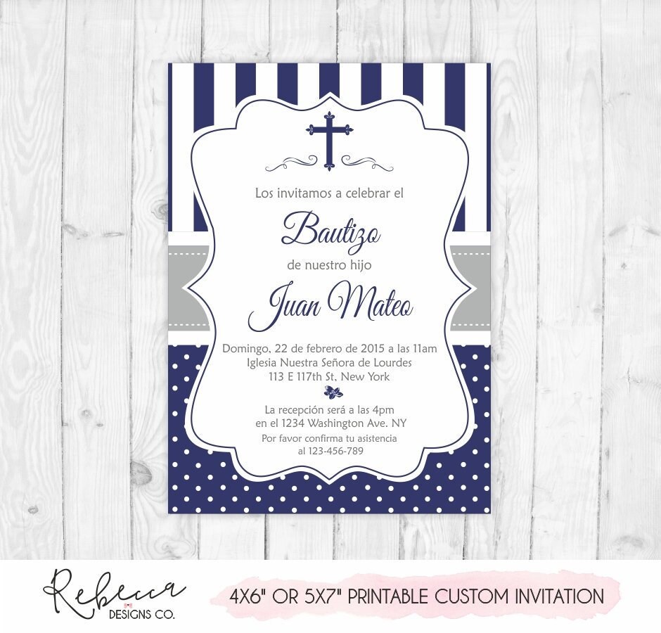 Invitacion Bautizo Nino Azul Imprimible Primera Comunion Etsy