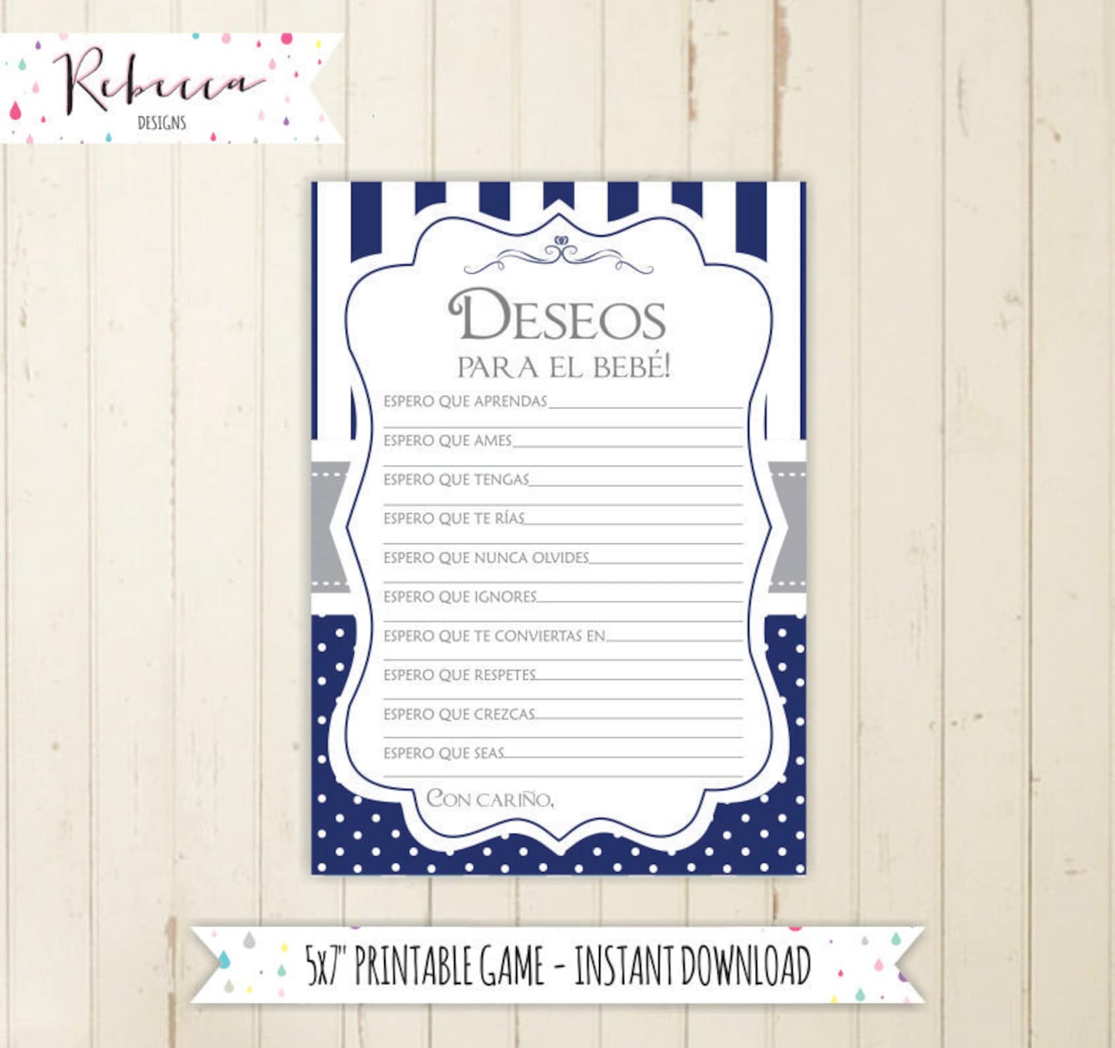 Deseos para el bebe baby shower wishes for baby in spanish Etsy