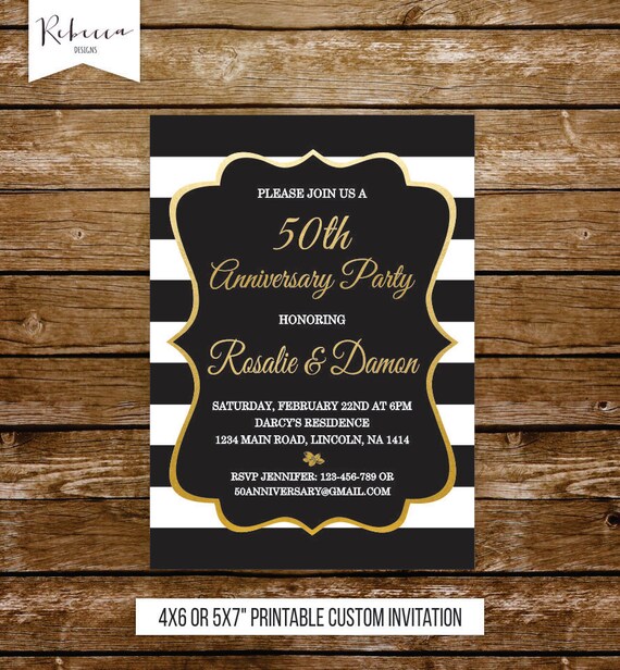 50 wedding anniversary invitation gold anniversary party 50th anniversary 40th black and white wedding surprise party invite printable 213 Il_570xn