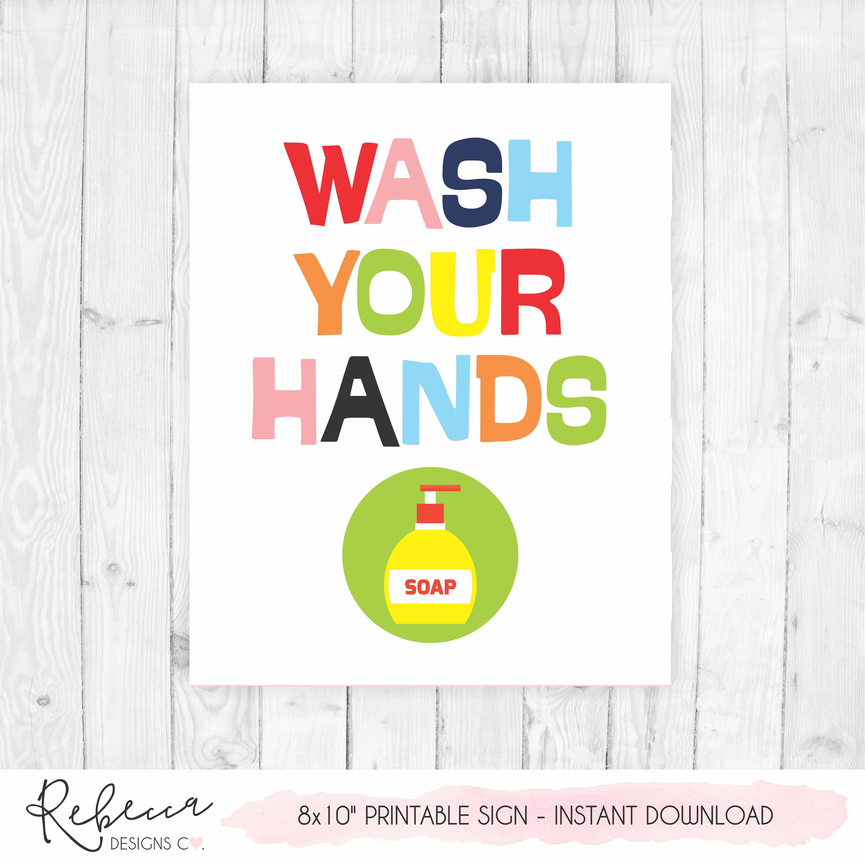 Printable Wash Hands Sign For Kids