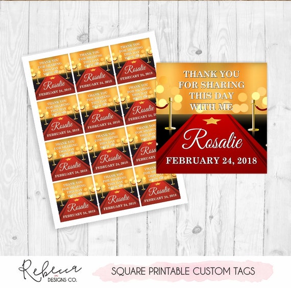 Red carpet favor tags cinema favor tags movie birthday favor tags printable movie party movie night hollywood favor tags movie tags 309 Il_570xn