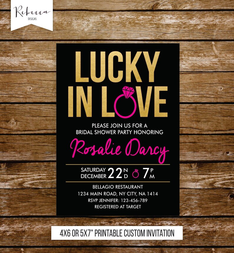Lucky in Love Bridal Shower Invitation Gold Bridal Shower | Etsy