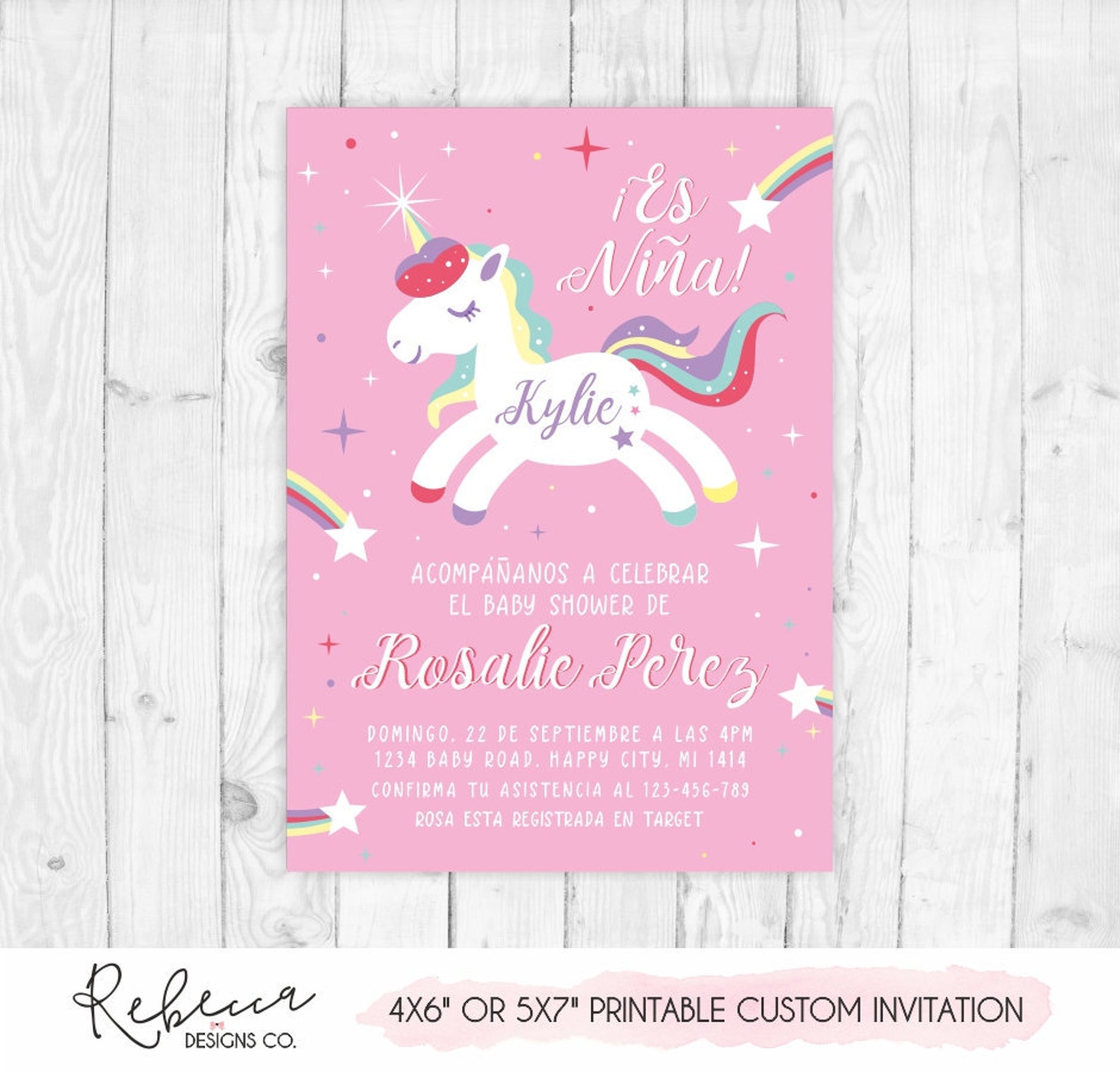 Invitacion Baby Shower Espanol Girl Baby Shower in Spanish Etsy