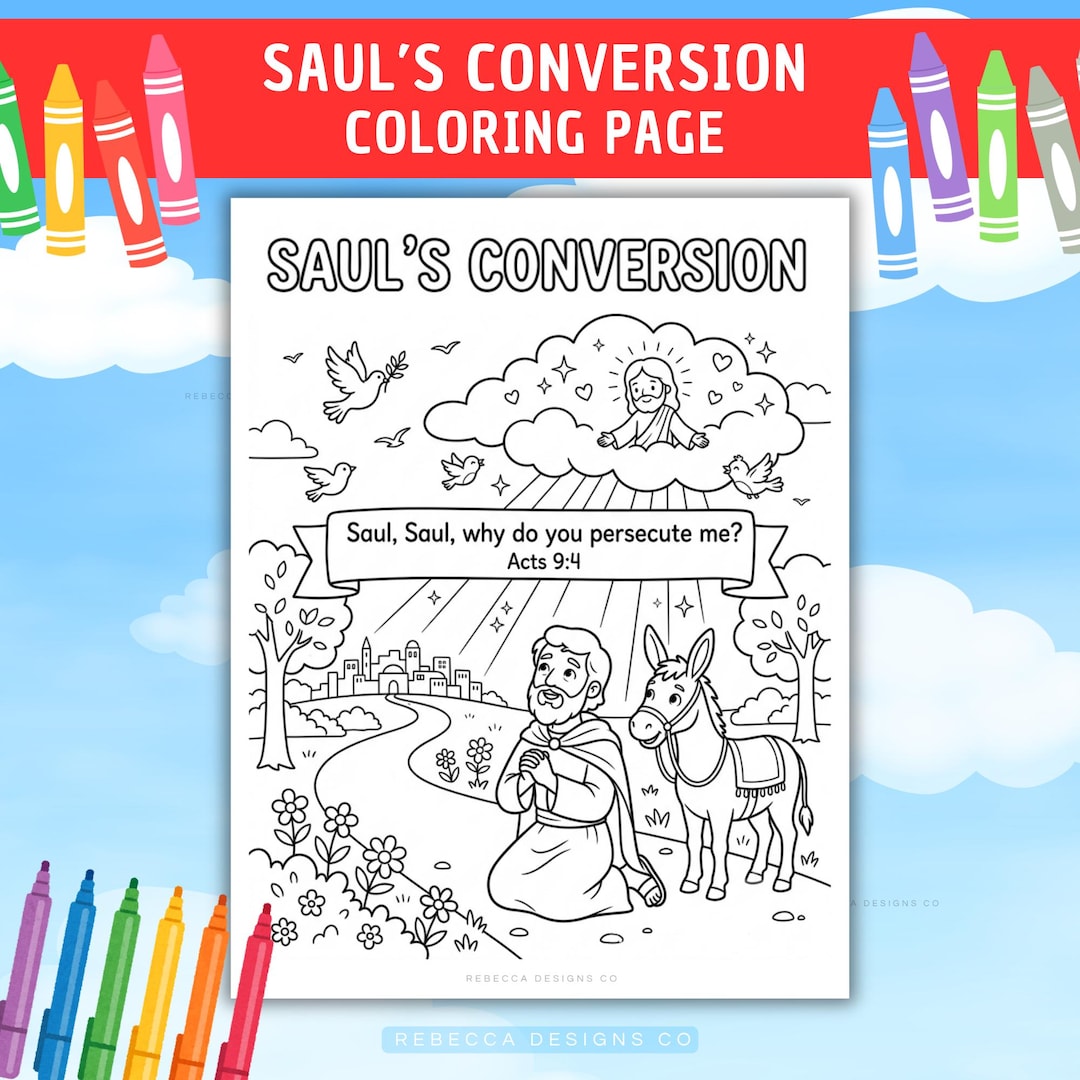Saul’s Conversion Coloring Page Road to Damascus Bible Activity for ...