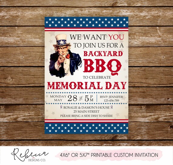 memorial day bbq invitation memorial day invitation printable etsy memorial day invitations